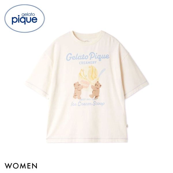 ジェラートピケ レディース アイスクリームベアワンポイントTシャツ ジェラピケ パジャマ ルームウェア gelato piqueの画像