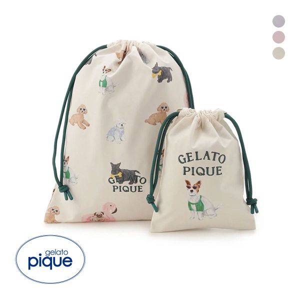 新品ジェラートピケ gelato pique DOG柄 セット27 gelato pique ジェラートピケ SUMMER DOG柄巾着セット