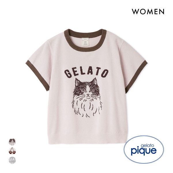 Gelato Pique 猫プリント ルームウェアセット gelato pique ジェラートピケ CAT柄ワンポイントTシャツ&ロング