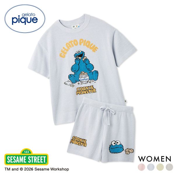ジェラートピケ SESAME STREET エアリーモコジャガードプルオーバー＆ショートパンツセット ジェラピケ セサミストリート gelato piqueの画像
