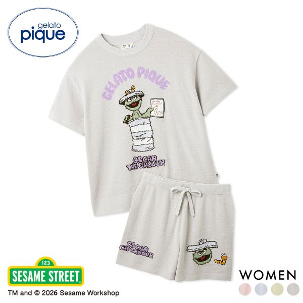 ジェラートピケ SESAME STREET エアリーモコジャガードプルオーバー＆ショートパンツセット ジェラピケ セサミストリート gelato piqueの画像