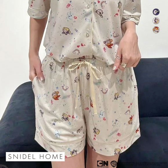 スナイデルホーム パワーパフ ガールズ プリントショートパンツ パジャマ ルームウェア The Powerpuff Girls SNIDEL HOME