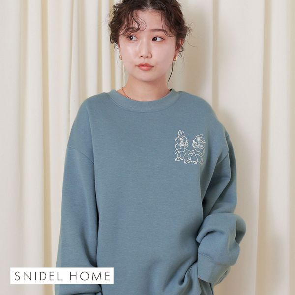 スナイデルホーム SNIDEL HOME ユニセックス Bambi ミス・バニー&とんすけ プリントスウェットプルオーバー パジャマ