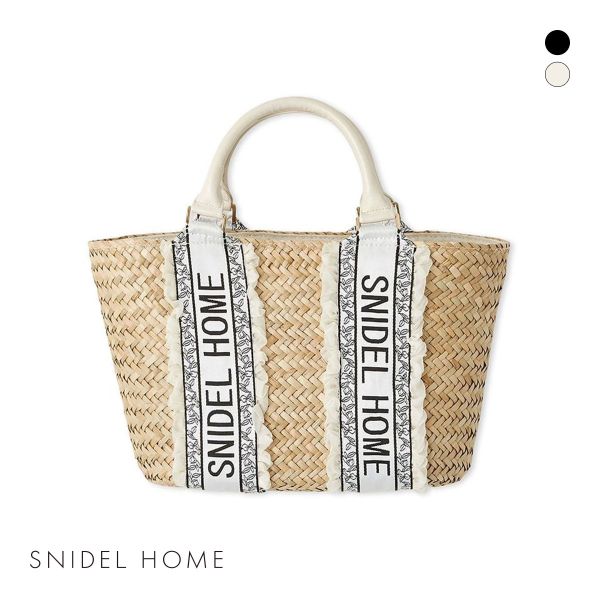 snidel home スナイデルホーム エンブレムかごバッグ 白 ホワイト SNIDEL スナイデルホーム ロゴテープかごバッグ リボン HOME