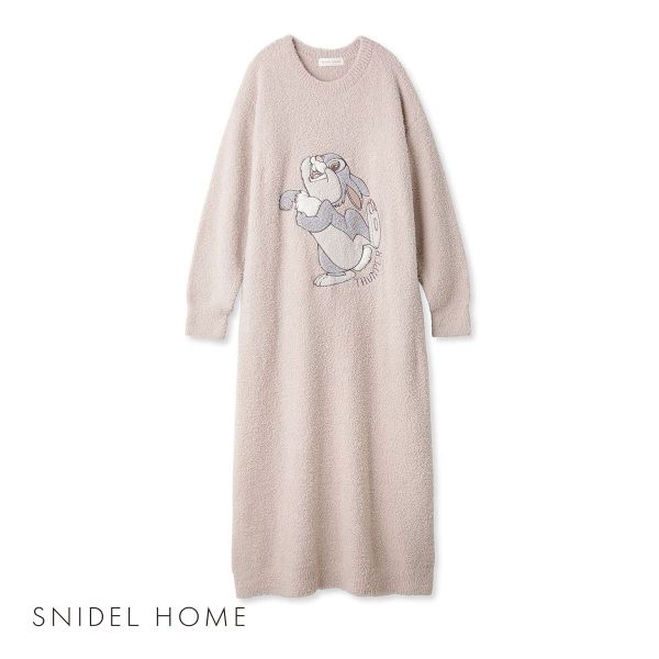 スナイデルホーム SNIDEL HOME Bambi ミス・バニー&とんすけ ジャガードニットワンピース パジャマ ルームウェア