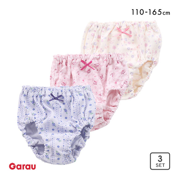 Garau ガロー 女児 フラワープリント ショーツ 3枚セット キッズ