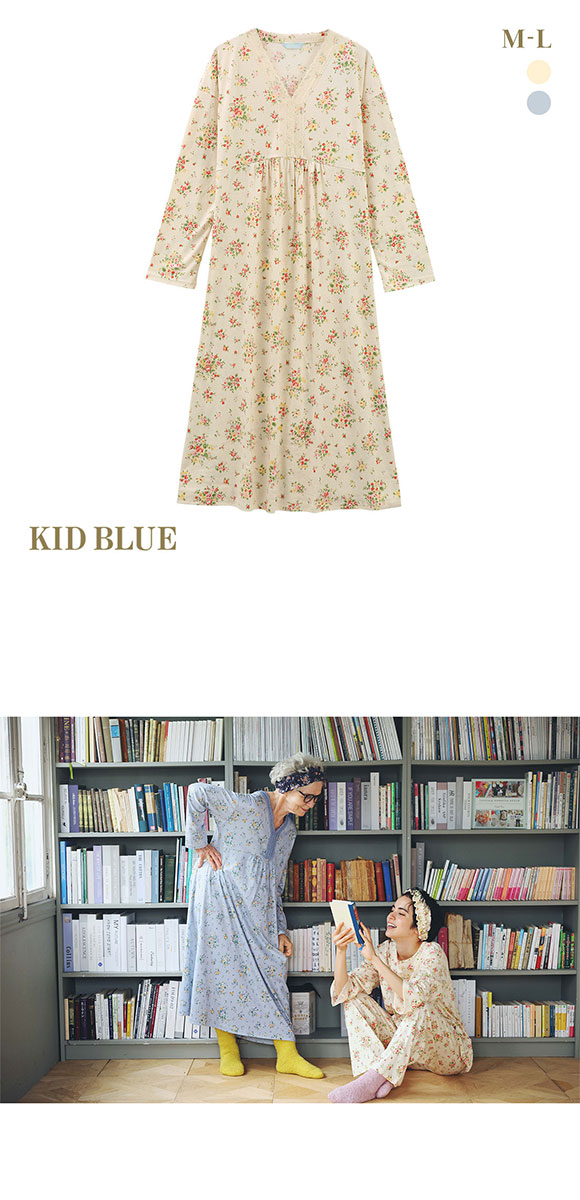 キッドブルー 24ローズブーケN ワンピース ルームウェア パジャマ 長袖 KID BLUE : b80knal522 : SHIROHATO(白鳩)  - 通販 - Yahoo!ショッピング