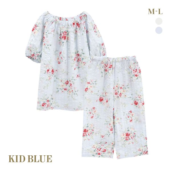 キッドブルー ジャスミンローズN 半袖 ルームウェア 8分丈 上下セット パジャマ KID BLUE | KID BLUE | 02