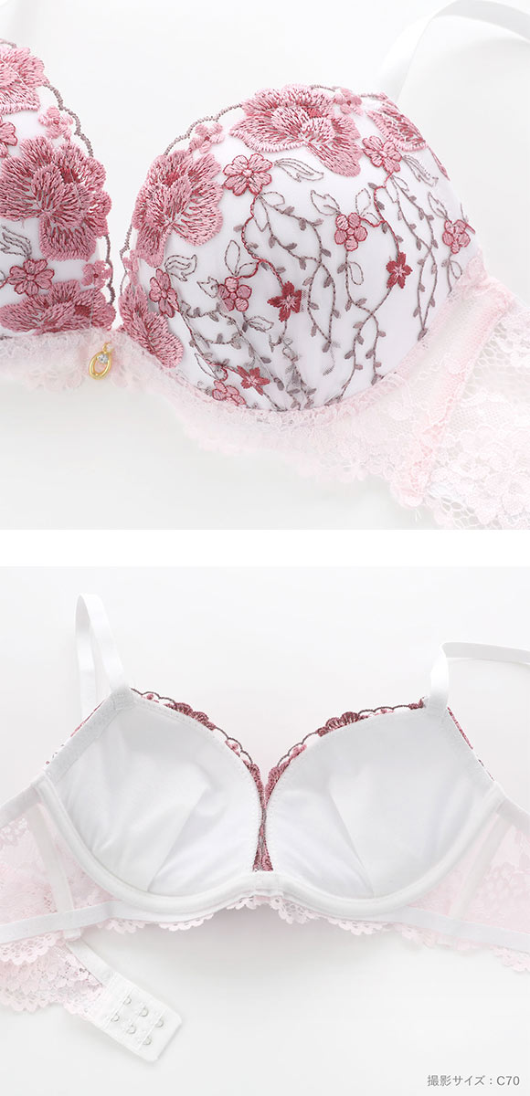 サンエイ 脇高 フラワーガーデン ブラセット ABCD サイドリボンショーツ 横紐 脇肉 はみ肉すっきり 脇寄せ 美胸 育乳 丸胸 SANEI