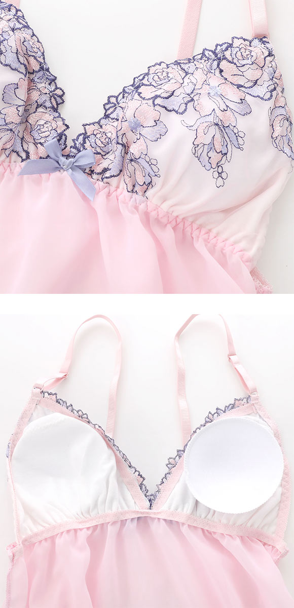 サンエイ シャイニーローズ カップ付き スリップ＆ショーツ ランジェリー ベビードール キャミ 上下セット SANEI