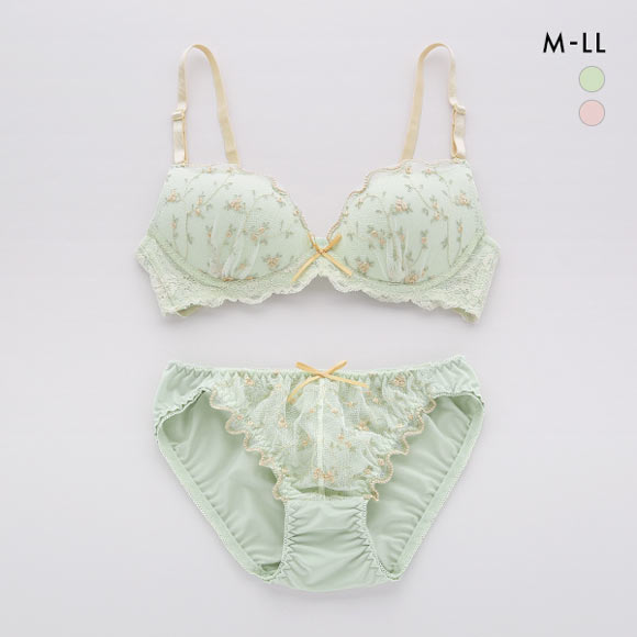 サンエイ SANEI フェミニン プチローズ ブラジャー ショーツ セット ノンワイヤー M L LL