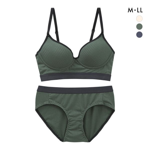 サンエイ リラックス＆ナチュラル スポーティリブ ノンワイヤー ブラセット M L LL ブラレット ブラジャー ショーツ セット 楽ちん SANEI | SHIROHATO | 02