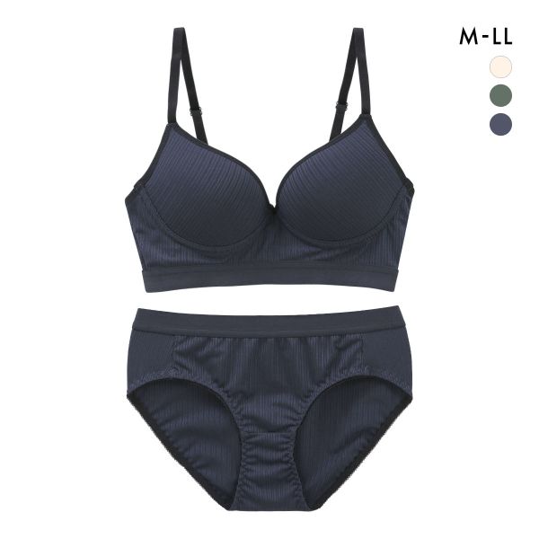サンエイ リラックス＆ナチュラル スポーティリブ ノンワイヤー ブラセット M L LL ブラレット ブラジャー ショーツ セット 楽ちん SANEI | SHIROHATO | 03