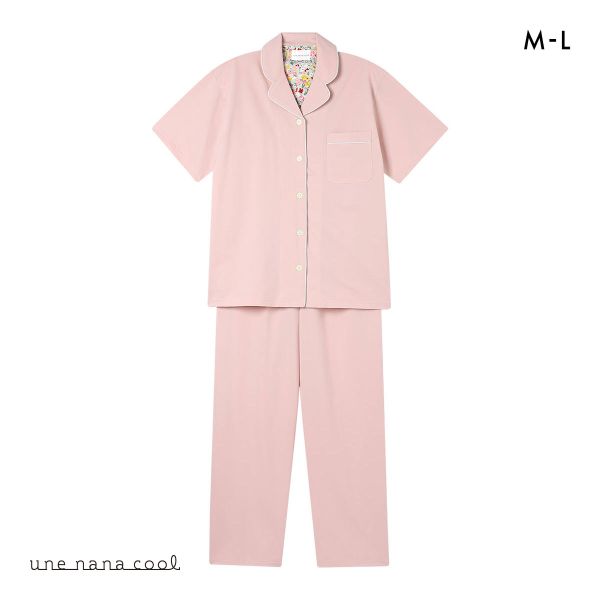 ウンナナクール 綿混 両染ジャージ 半袖 パジャマ MADE WITH LIBERTY FABRIC ルームウェア 上下セット レディース une nana cool | une nana cool | 01