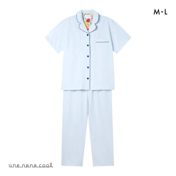 ウンナナクール 綿混 両染ジャージ 半袖 パジャマ MADE WITH LIBERTY FABRIC ルームウェア 上下セット レディース une nana cool | une nana cool | 02