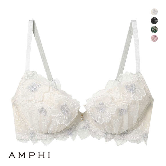 新品タグ付【ワコール・アンフィ】グラマリッチブラ&オシリッチショーツ、3点セット AMPHI(ワコール) ブラジャー 深い谷間・デコルテふっくらの