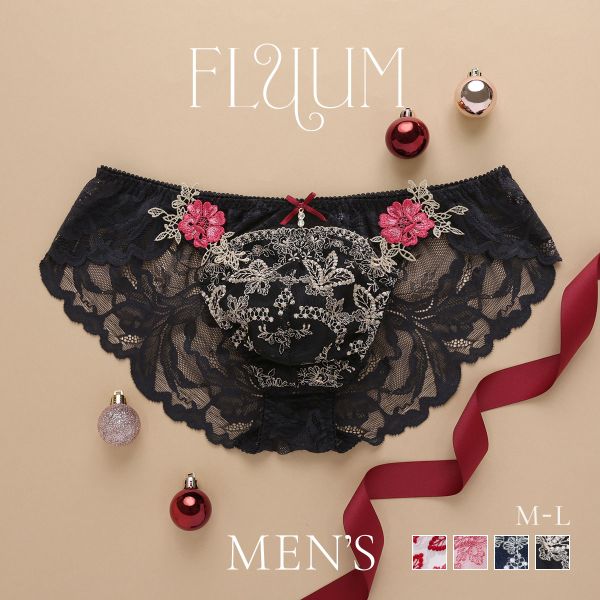 himico メンズショーツ 総レース フルバック リボン メンズ ショーツ
