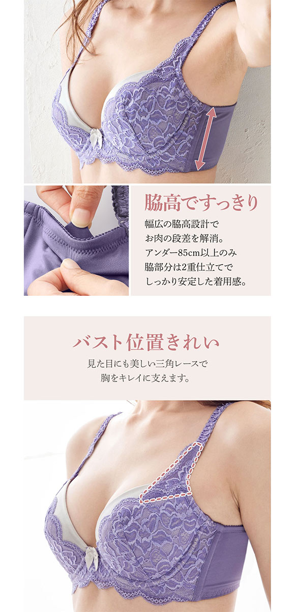 【ニッセンとトリンプの共同企画】脇高編レースブラジャーショーツセット ABCD