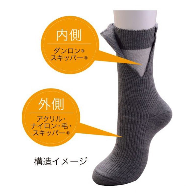 ひだまり 紳士 ダブルソックス グレー/コン/クロ P-60 日本製