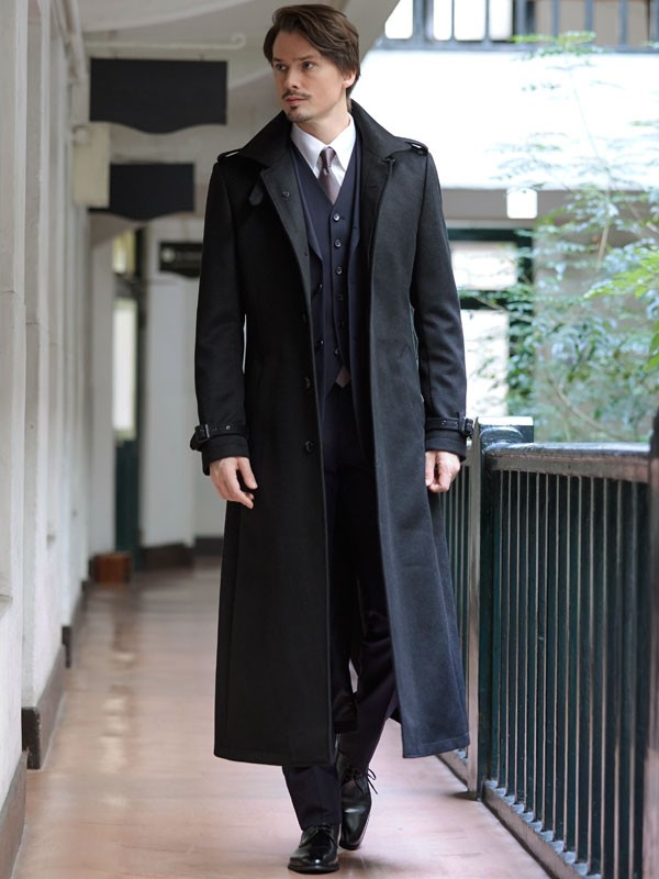 ロングコート ウールカシミヤ混 メンズ 超ロングコート ビジネス