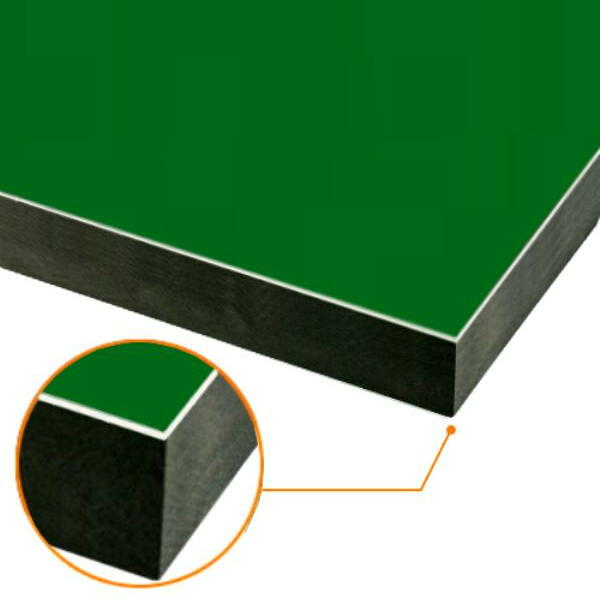 カルプボード スーパーボード黒50t 片面貼り合せ 面材 アルミ複合板緑 3mm　900X900mm ●業務用