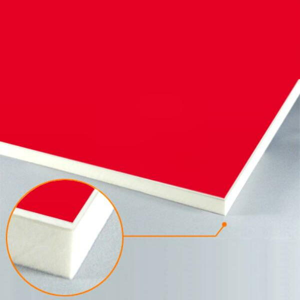 カルプボード スーパーボード白30t 片面貼り合せ 面材 アルミ複合板赤 3mm　910X1820mm ●業務用