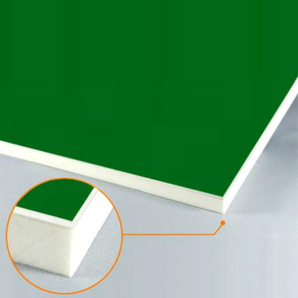 カルプボード スーパーボード白15t 片面貼り合せ 面材 アルミ複合板緑 3mm　910X1820mm ●業務用