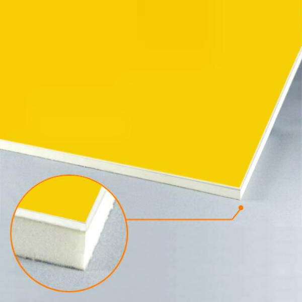 カルプボード スーパーボード白30t 片面貼り合せ 面材 アルミ複合板黄 3mm　910X1820mm ●業務用
