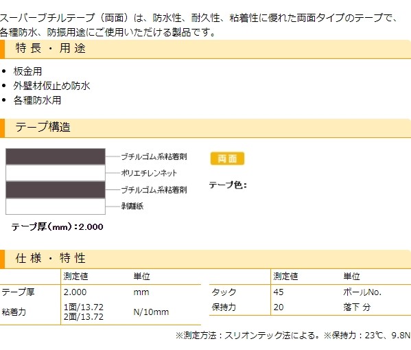 法人様宛限定商品 スリオンテック NO.5932 スーパーブチルテープ（両面