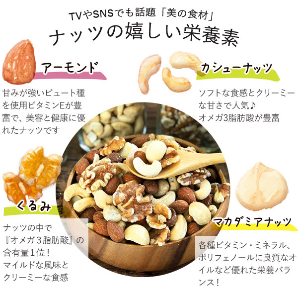 素焼きミックスナッツ4種（アーモンド・カシューナッツ・くるみ