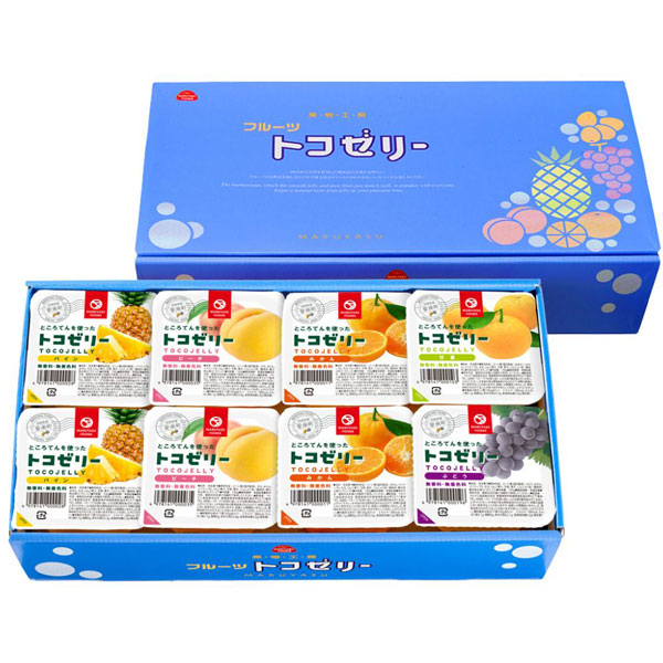 フルーツトコゼリー（130g） 16個化粧箱入り（みかん4個、パイン4個、もも4個、ぶどう2個、甘夏2個 ） マルヤス食品 夏季限定 | 