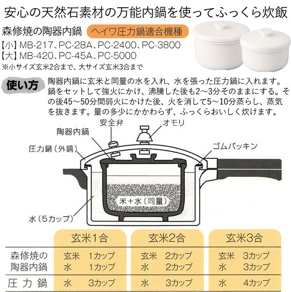 平和圧力鍋PC-28A＆マルチ容器（小）セット 鋳物屋森修焼 森修焼