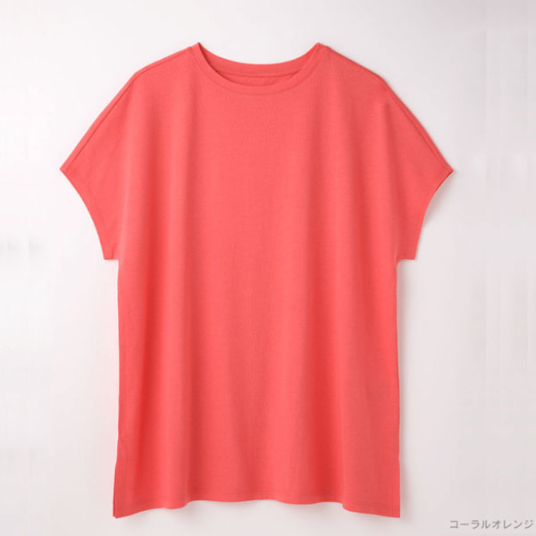 TAKEFU竹布 ショートスリーブＴシャツ（レディース）コーラルオレンジ（M〜Lサイズ） ナファ生活研究所