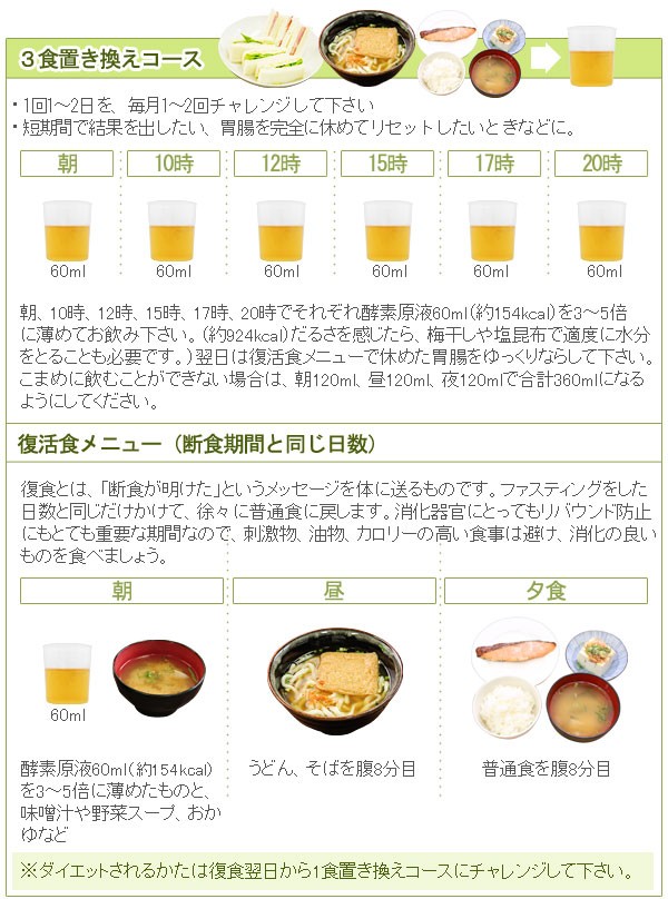 大和酵素セイエイを3食置き換え、復活食メニュー