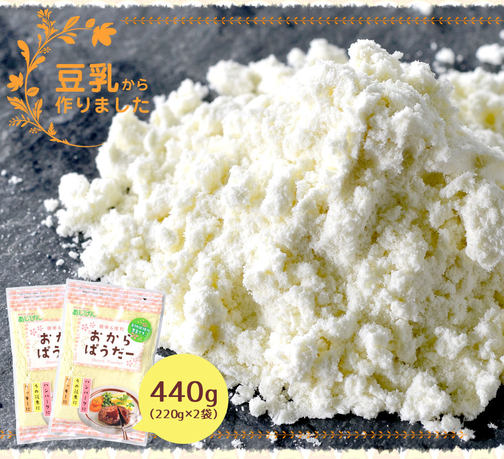 おからパウダー 送料無料 440g 2g 2 乾燥おから メーカー直送 食物繊維 ダイエット 糖質制限 非常食 豆乳 あさイチ 粉末 低カロリー