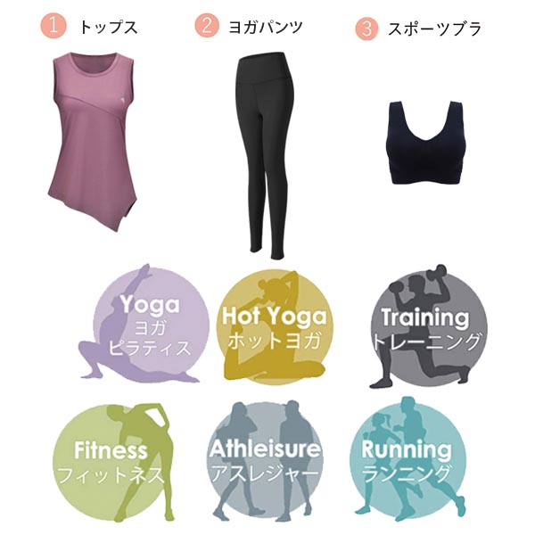 トレーニングウェア レディース ヨガウェア 3点上下セット お尻が隠 れる スポーツブラ ヨガパンツ トップス スポーツウェア セットアップ ヨガ ジム 春秋 関連画像1