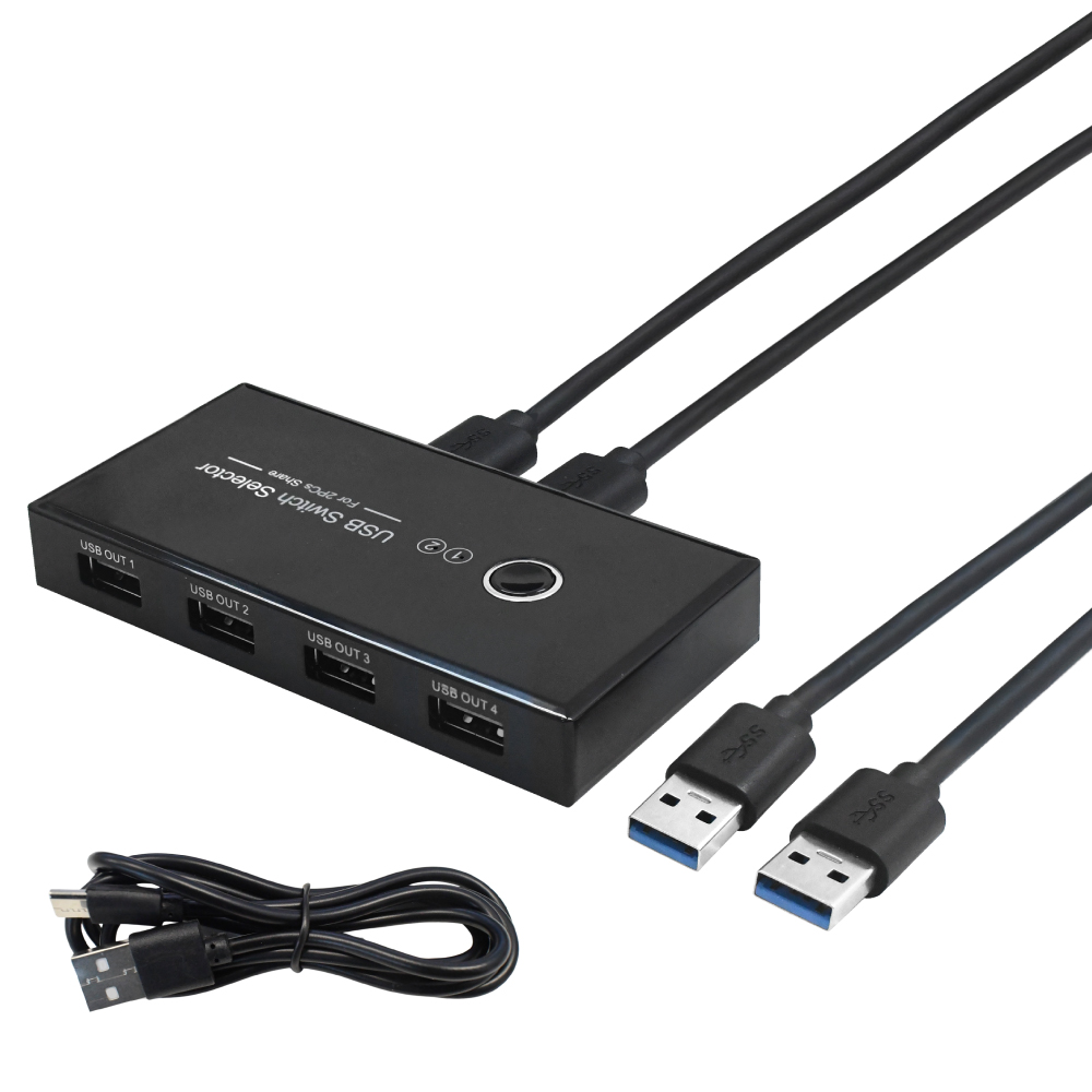 シズカウィル（shizukawill） 2in4 USB切替器 USB2.0 高速転送 PC2台用