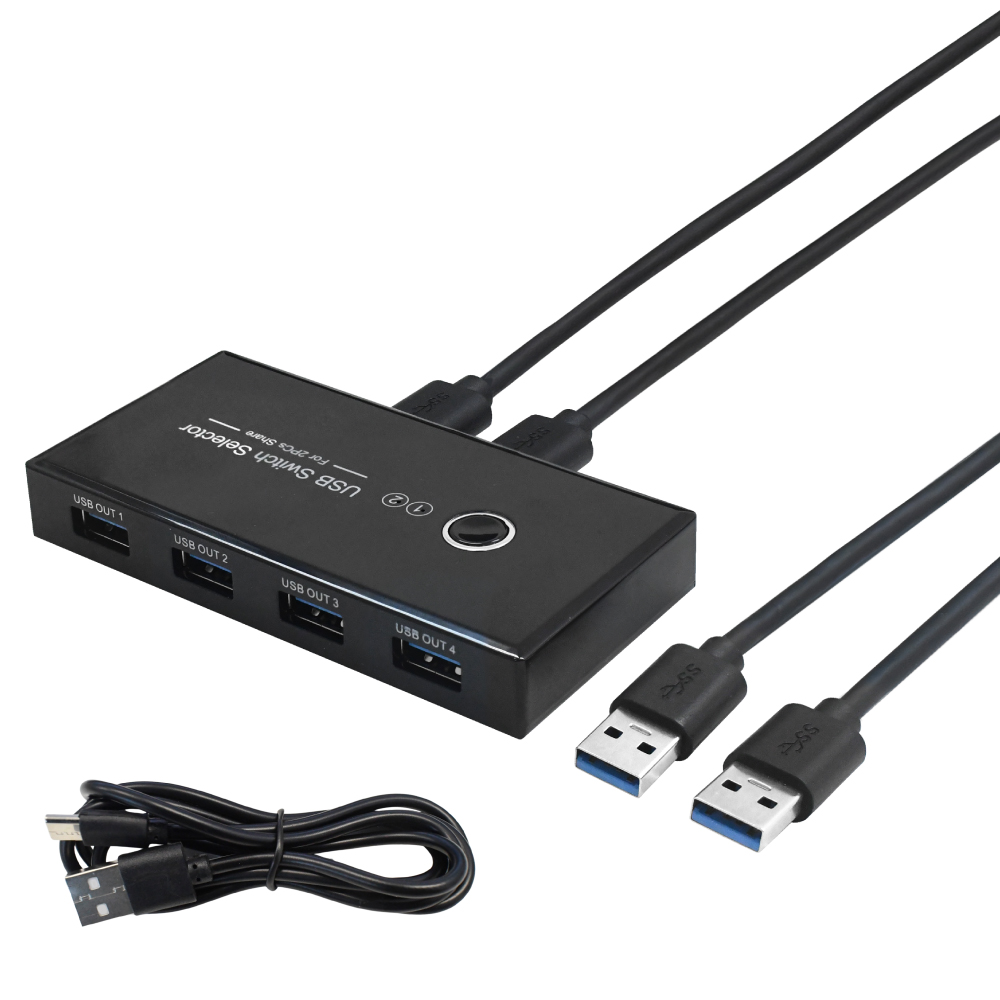 シズカウィル（shizukawill） 2in4 USB切替器 USB3.0 高速転送 PC2台用