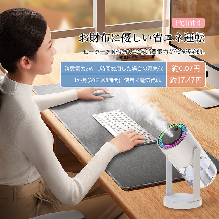 加湿器 ミニ加湿器 携帯加湿器 超音波式 安心安全 省エネ 静音