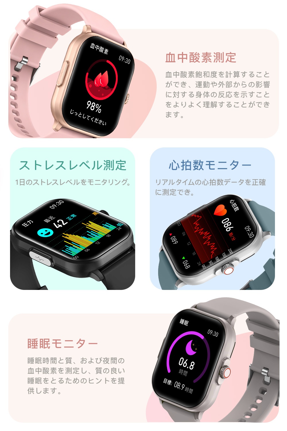 スマートウォッチ 心電図 ECG 通話機能 血...の詳細画像4