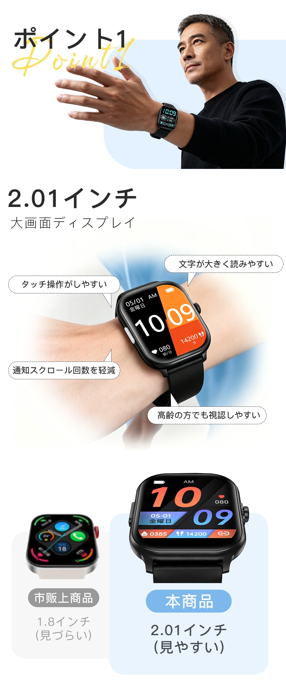 スマートウォッチ 心電図 ECG 通話機能 血...の詳細画像5