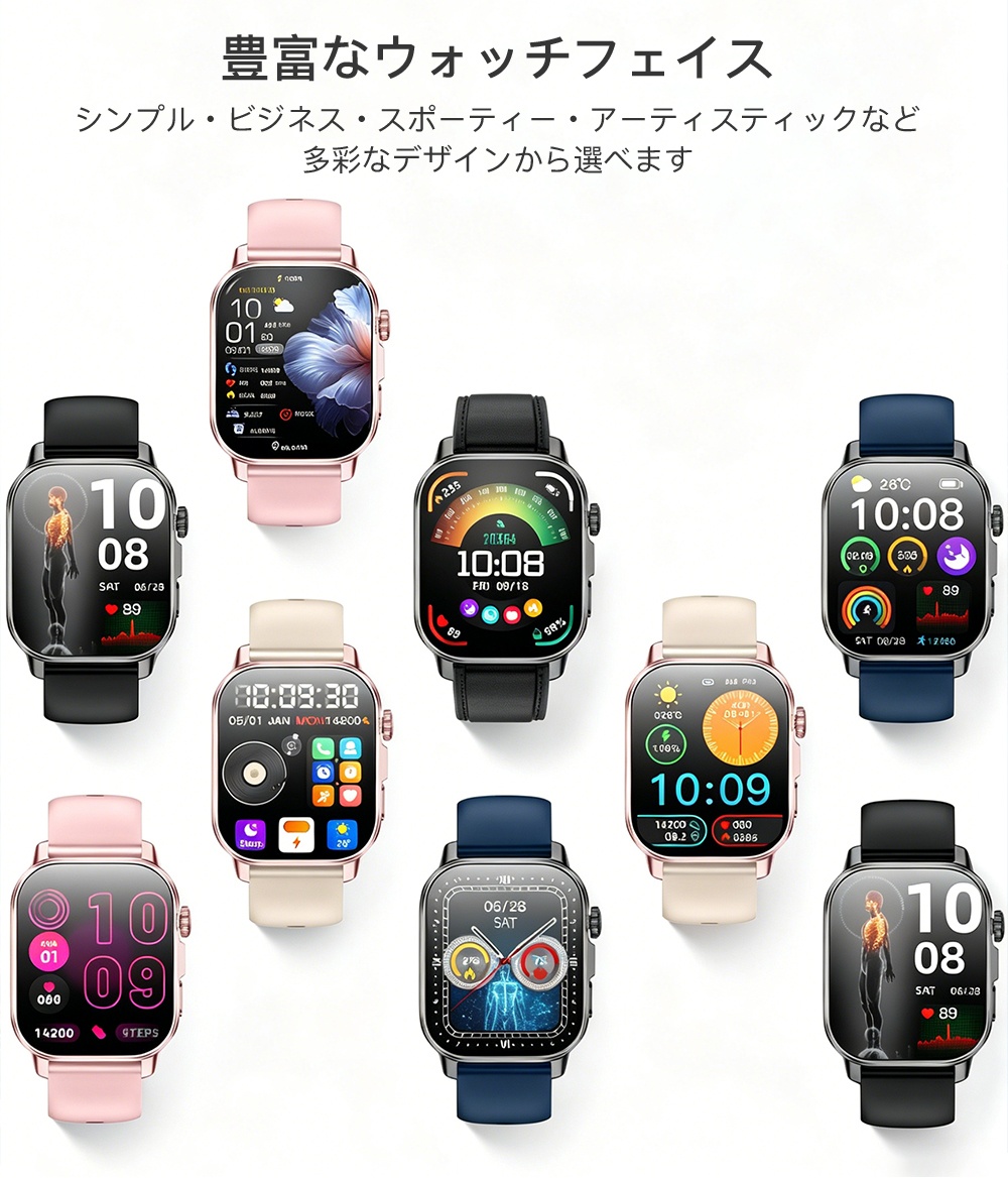 スマートウォッチ 心電図 24時間健康管理 日本製センサー 血圧測定