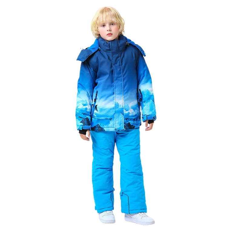 子ども用 スキーウェア フード付きジャケット キッズ スキーウェア ジャケット パンツ 上下2点セット 男女兼用