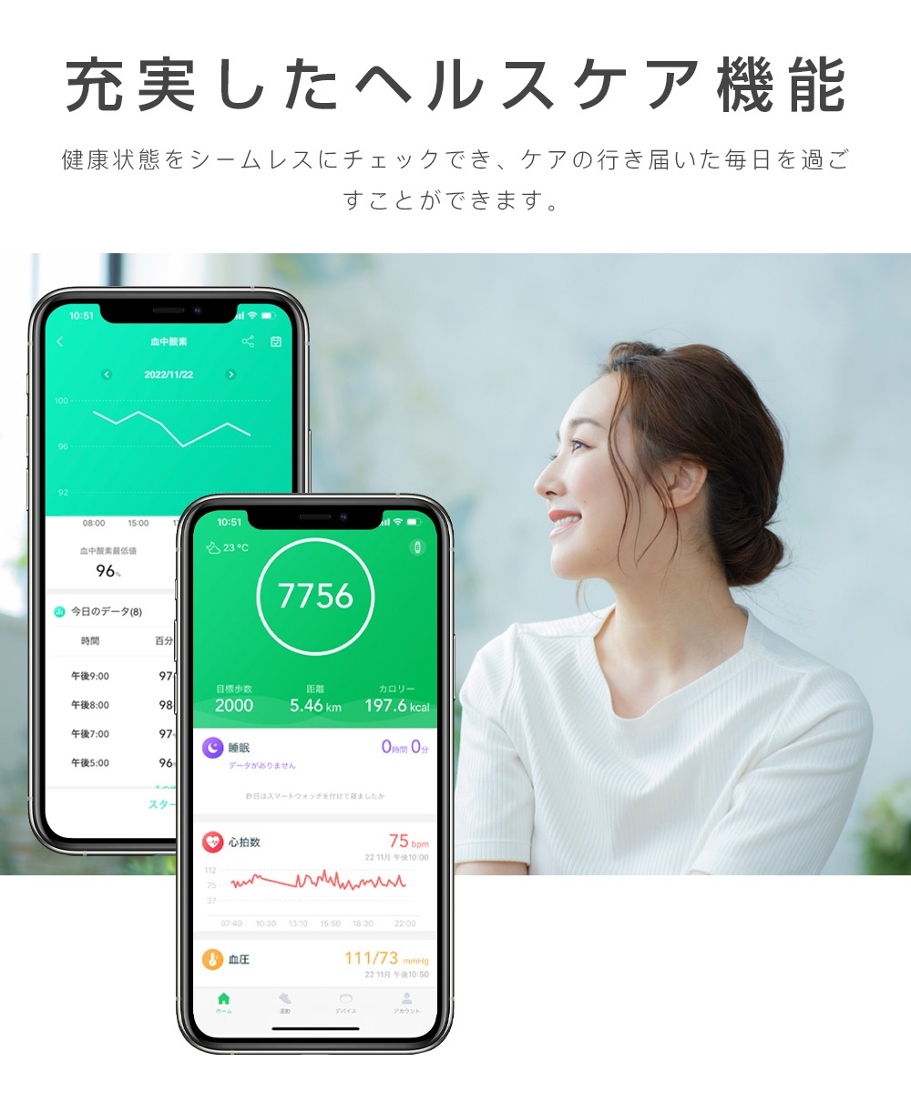 スマートウォッチ 日本製センサー 血圧測定 通話機能 体温 血中酸素