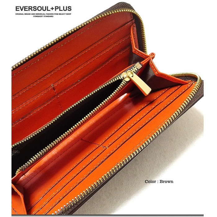 長財布 EVERSOUL PLUS クロコダイル型押し 本革 牛革 ロングウォレット