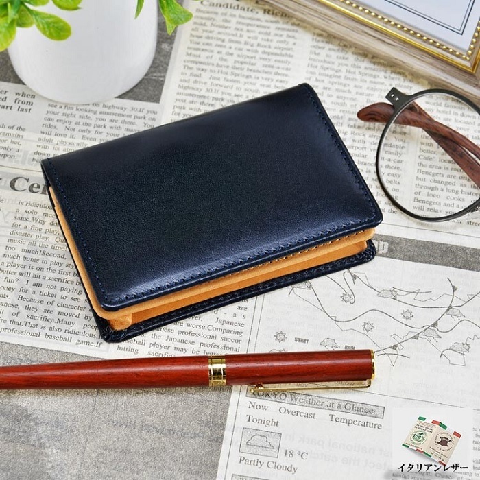 イタリアンレザーチョコ■スマホケース■カードポケット×1 名刺入れ イタリアンレザー カードケース 名刺ケース カード入れ