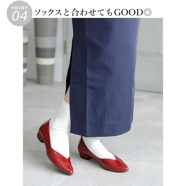 送料無料 】 日本製 ポインテッド エナメル Vカット パンプス