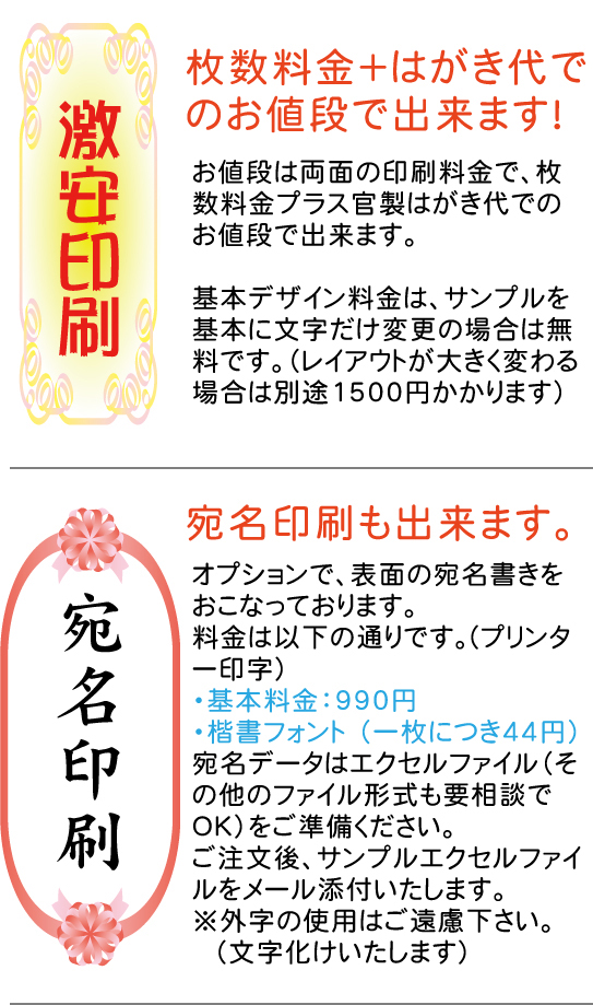 法要法事案内状・激安印刷、宛名印刷