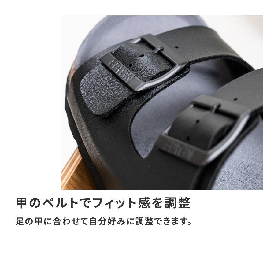 エドウィン EDWIN サンダル メンズ EB1001 スライドサンダル ダブルストラップ ブラック ホワイト ネイビー 天然コルク 父の日 ギフト