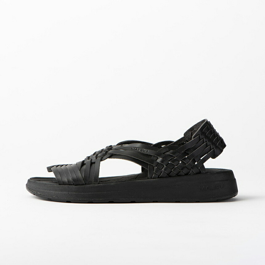【美品】MALIBU SANDALSマリブサンダルズCANYON ブラックレザー MALIBU SANDALS（マリブサンダルズ） CANYON ARTIFICIAL LETHER ビーチ